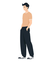 Fototapeta premium Young man in stylish casual clothes. Vector illustration on a white background