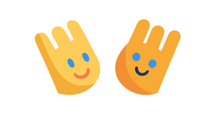 Obraz premium Friendly Hand Emoji Vector Illustration with Smiling Faces, Customizable Cartoon Characters for Communication and Digital Design Projects