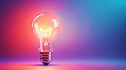 A vibrant light bulb glows warmly against a colorful gradient backdrop, symbolizing innovation, creativity, and illumination.