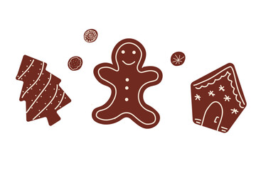 Set of Christmas cookies in flat style