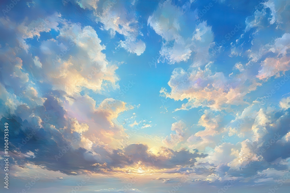 Wall mural a colorful sky with clouds of different colors, generative ai image