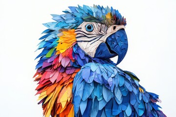 Obraz premium Stunning blue macaw in cubist style made of vibrant fragments and geometric shapes