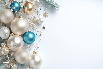 christmas background with balls and snowflakes