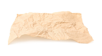Crumpled kraft paper sheet isolated on white