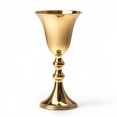 A gleaming gold chalice with a polished finish, perfect for celebratory events, awards, or decorative purposes, Its elegant design makes it ideal for use in themed parties or religious ceremonies,