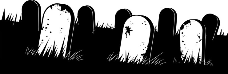 Gothic cemetery silhouette: eerie gravestones in the night
