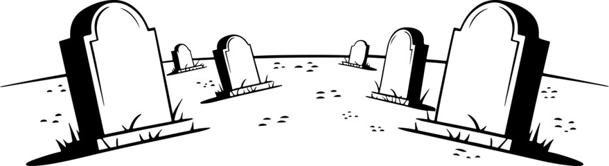 Monochrome cemetery: minimalist gravestone design in black and white