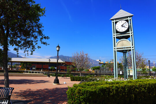 Arcadia (LA County), California &ndash; May 14, 2024: Arcadia Transit Plaza a space for transit riders and a civic community gathering space