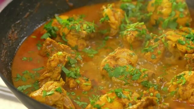Savor the flavors of sizzling chicken curry, a dish bursting with rich spices and tender chicken. Perfectly cooked in aromatic curry sauce, this meal offers a spicy and delicious experience.