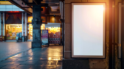 A blank billboard on the side of a building in a city