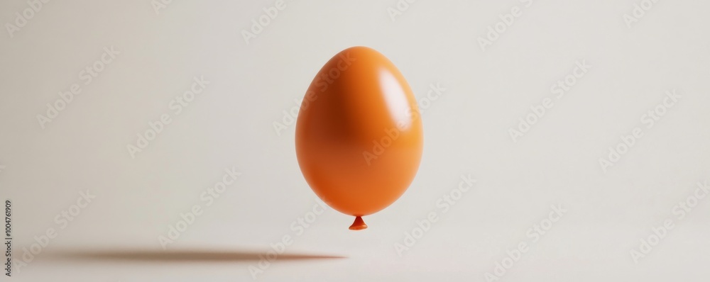 Poster orange balloon floating in minimalistic space