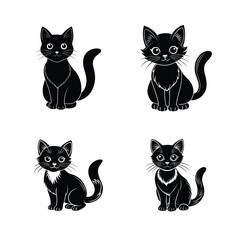 Obraz premium Cat silhouettes perfect for mugs, books, T-shirts, and more, These high-quality digital files are ideal for printables, stickers, and custom decor projects.