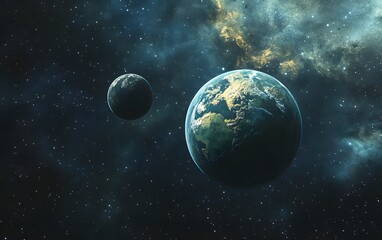 Obraz premium Stunning view of planet earth and moon in space