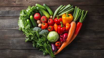 ruits and vegetables arranged into a heart shape, promoting health-conscious food choices and nutrition. -