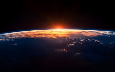 Stunning view of the earth from space at sunrise