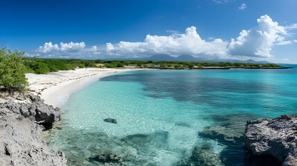 Fototapeta premium Panoramic view of a beach on a island