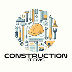 Construction Tools Flat Vector Illustration Design