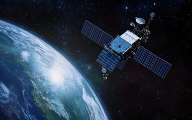 Satellite orbiting the earth in space
