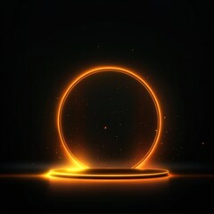 Glowing Orange Circle on a Black Background with a Platform in the Center.