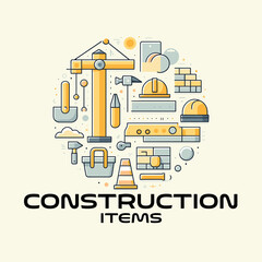 Construction Tools Flat Vector Illustration Design