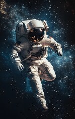 astronaut floating in space with stars