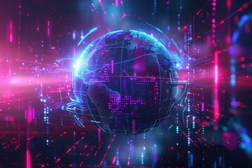 Obraz premium A colorful, glowing, and abstract representation of the Earth,generative ai image