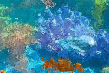 Oil paintings and various flowers and marine creatures are dazzling with beauty