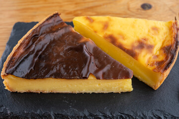 Sweet dessert, cheesecake or custard flan, close up