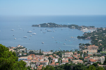 Panoramic view of Saint-Jean-Cap-Ferrat commune in Alpes-Maritimes in Provence-Alpes-Cote d'Azur, French Riviera, France