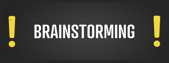 Brainstorming. A blackboard with white text. Illustration with grunge text style.