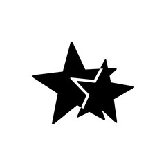 Two Star Icon - Pair of Vector Stars Together - Flat Star Silhouette Logo - Mentorship or Victory and Collaboration Concept