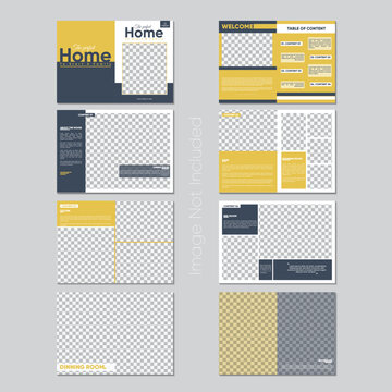 Corporate Bifold Brochure Layout. Multipurpose template with cover, back and inside pages. Trendy Corporate geometric design and with Yellow and Blue Accents. Vertical a4 format.