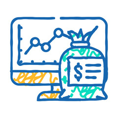 roi increase doodle icon sketch vector. roi increase sign. isolated symbol illustration
