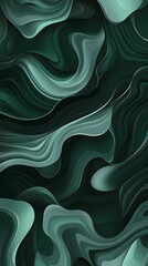 Obraz premium Abstract background with dark green waves, flowing lines, dark black and emerald