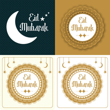 Luxury Eid Mubarak premium vector illustration design with best Eid greeting message. Islamic light design with white eid mubarak design.