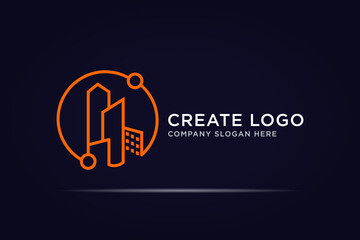 building tech logo design use line concept