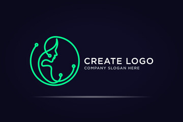 beauty women technology logo use line concept