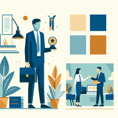 Employee Flat Vector Illustration Design