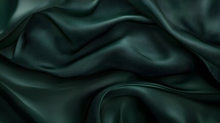 Fototapeta premium Abstract background with dark green waves, flowing lines, dark black and emerald