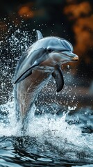 Obraz premium dolphin jumping out of the water water splash close up