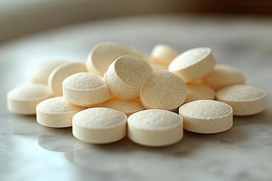 closeup of neatly arranged white medicinal tablets on a soft muted background emphasizing health and wellness the clean composition conveys simplicity and the importance of care in wellbeing