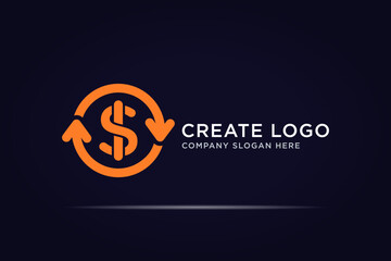 money symbol with circular arrow logo