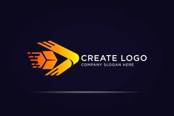 fast box arrow delivery digital technology logo design