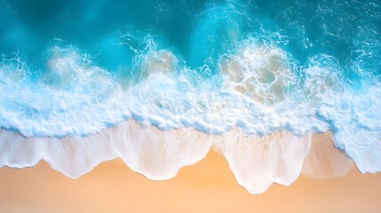 Obraz premium Waves at beach seen from above