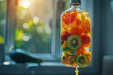 Fruit infusion therapy using vitamin IV drip bag