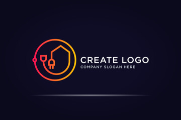 electrical house technology logo use line concept