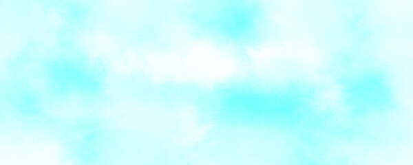 Abstract nature background of romantic summer blue sky with fluffy clouds. Blue sky with clouds and Abstract watercolor digital art painting for texture background. Beautiful puffy clouds in bright. 