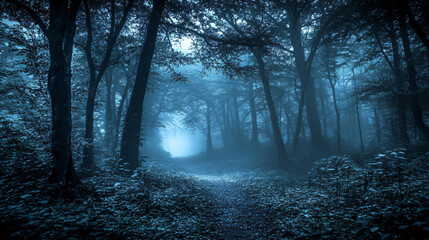 Fototapeta premium A dark, moody forest background, perfect for mysterious themes.