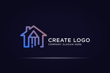 graphic pen house logo design use single line concept