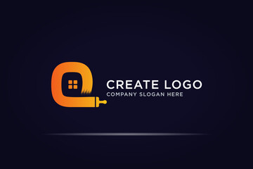 modern circle paintbrush house logo design